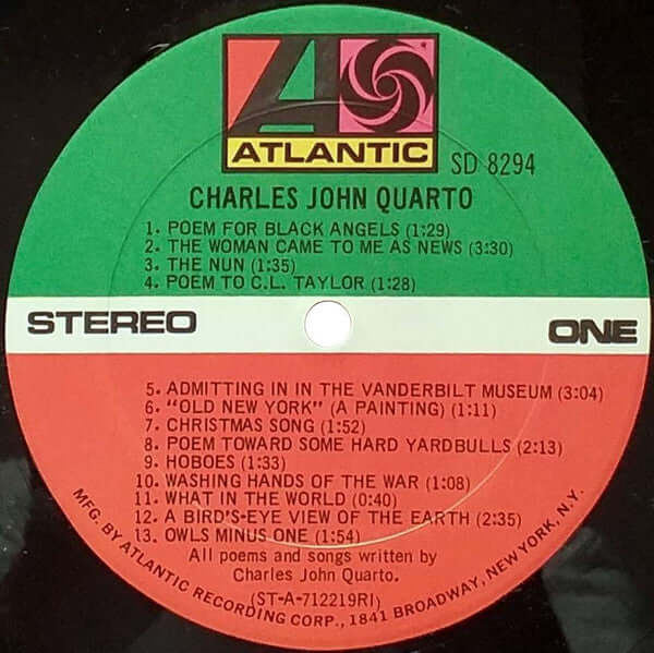 Charles John Quarto ~ Charles John Quarto (Vinyl) - Djungel & Jazz