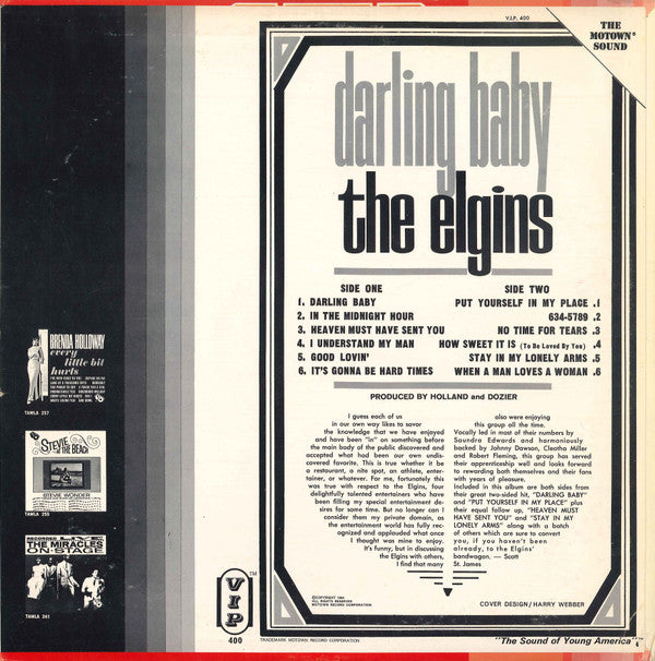 The Elgins : Darling Baby (LP, Album, Mono)