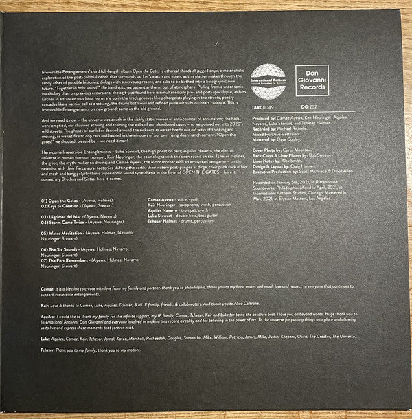 Irreversible Entanglements ~ Open The Gates (Vinyl) - Djungel & Jazz