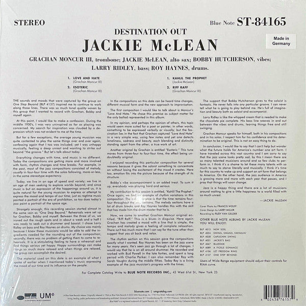 Jackie McLean ~ Destination... Out! (Vinyl) - Djungel & Jazz