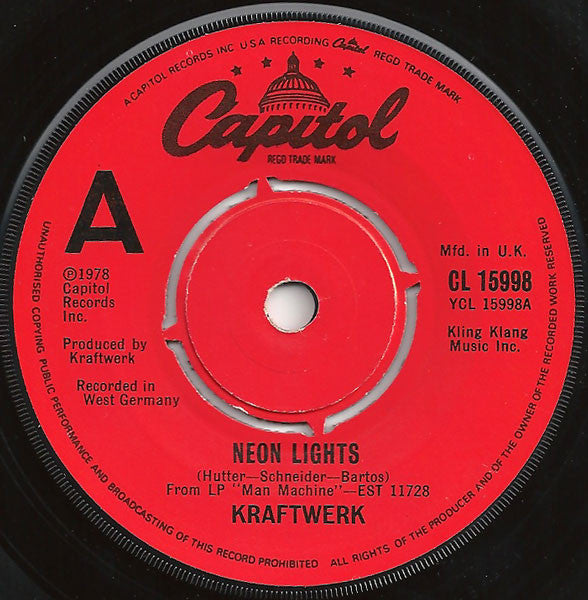 Kraftwerk : Neon Lights (7", Single)