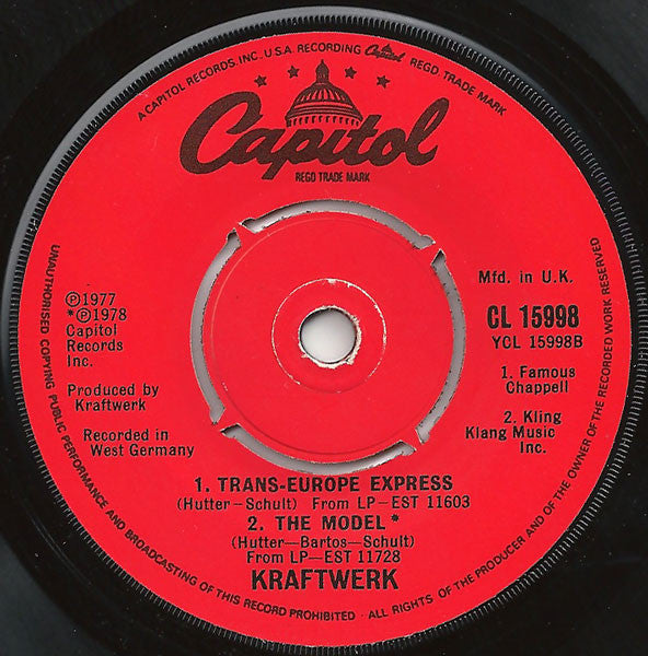 Kraftwerk : Neon Lights (7", Single)