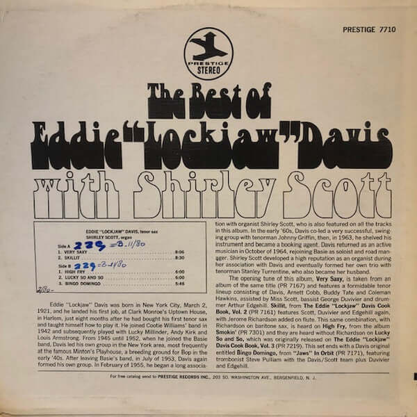 Eddie "Lockjaw" Davis with Shirley Scott ~ The Best Of Eddie "Lockjaw" Davis With Shirley Scott (Vinyl) - Djungel & Jazz