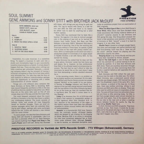 Gene Ammons : Soul Summit (LP, Album, RE)