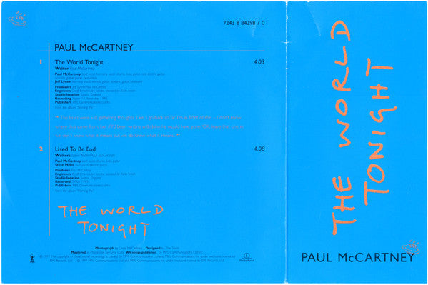 Paul McCartney : The World Tonight (7", Single, Pic)