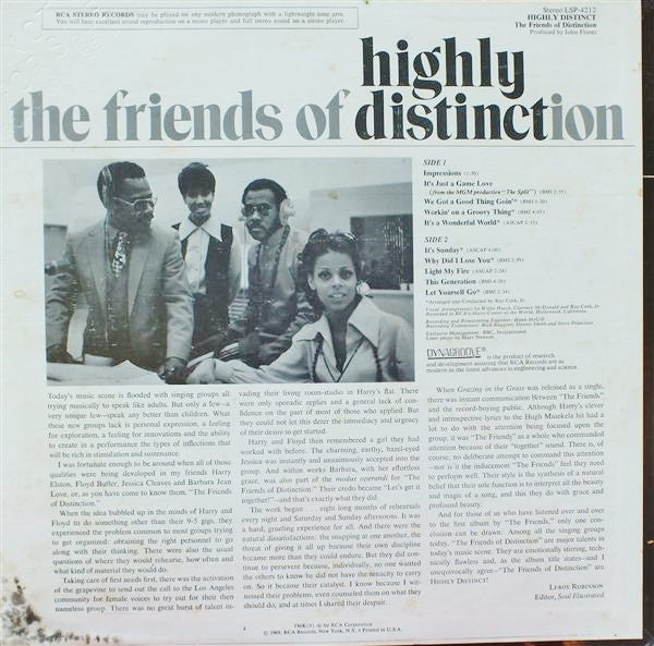 The Friends Of Distinction ~ Highly Distinct (Vinyl) - Djungel & Jazz