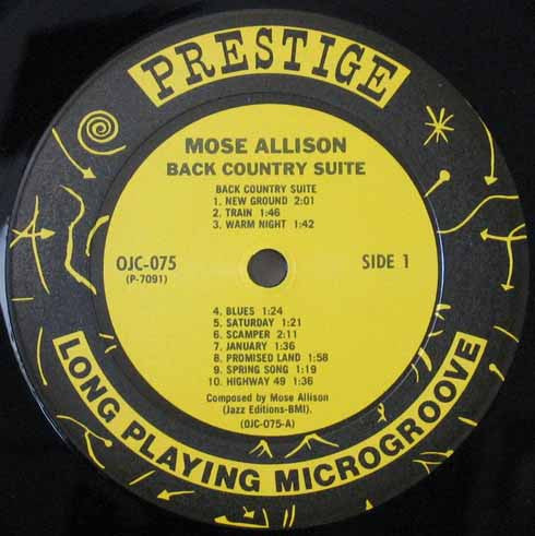 Mose Allison : Back Country Suite For Piano, Bass And Drums (LP, Album, RE)