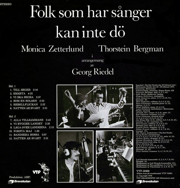 Monica Zetterlund / Thorstein Bergman : Folk Som Har Sånger Kan Inte Dö (LP)