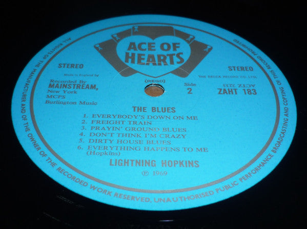 Lightnin' Hopkins : The Blues (LP, Album, Comp, RE)