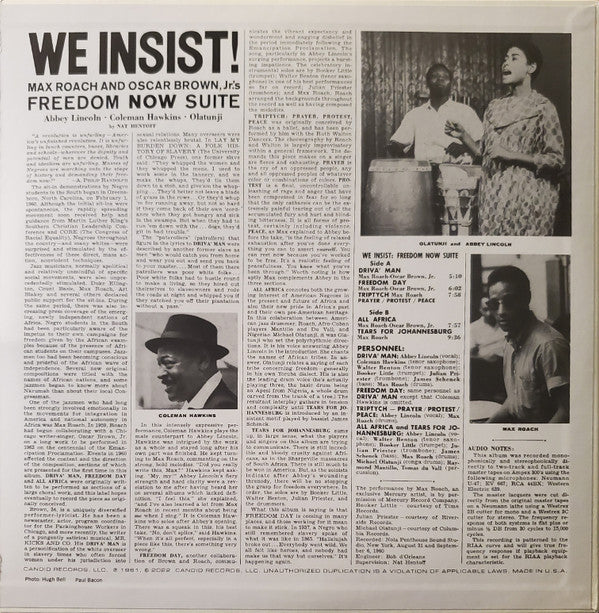 Max Roach ~ We Insist! Max Roach's Freedom Now Suite (Vinyl) - Djungel & Jazz