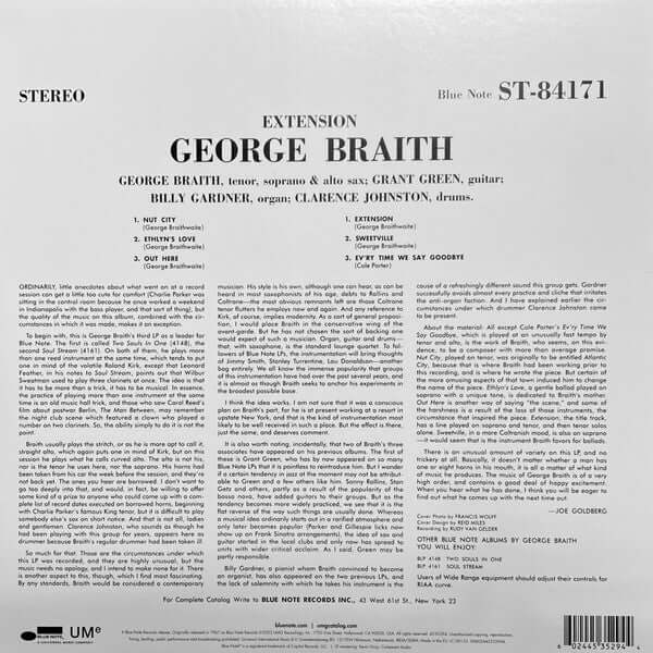 George Braith ~ Extension (Vinyl) - Djungel & Jazz