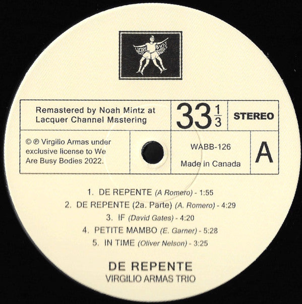 Virgilio Armas Trio ~ De Repente (Vinyl) - Djungel & Jazz