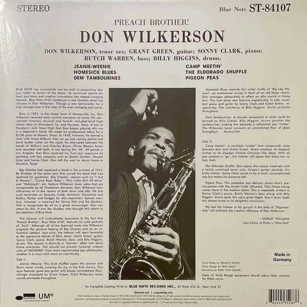 Don Wilkerson ~ Preach Brother! (Vinyl) - Djungel & Jazz