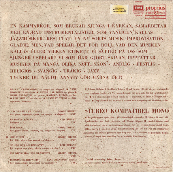 Leif Strands Kammarkör ~ En Skiva Med Leif Strands Kammarkör (Vinyl) - Djungel & Jazz