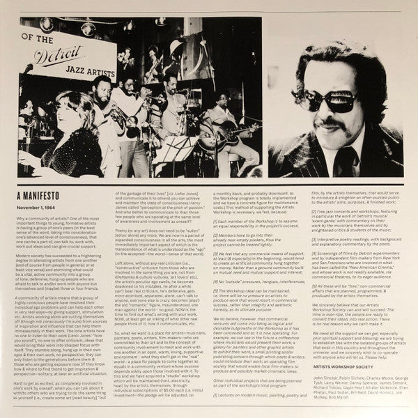 John Sinclair  ~ Detroit Artists Workshop (Community, Jazz And Art In The Motor City 1965-1981) (Vinyl) - Djungel & Jazz