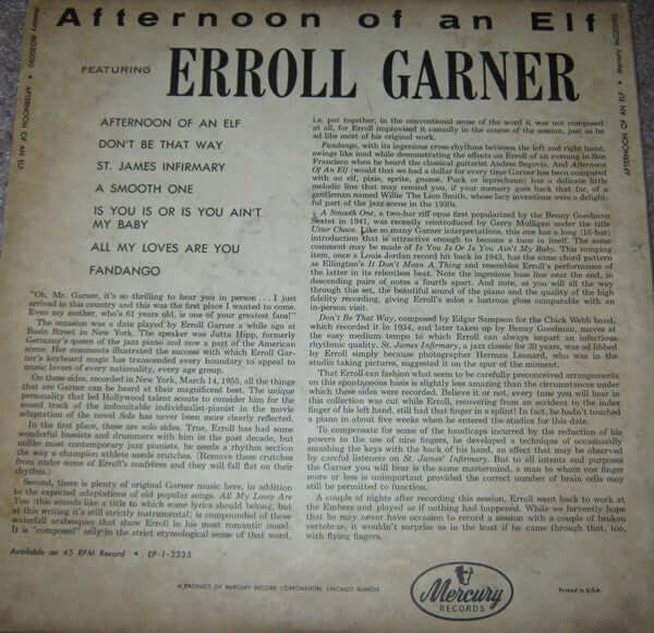 Erroll Garner ~ Afternoon Of An Elf (Vinyl) - Djungel & Jazz