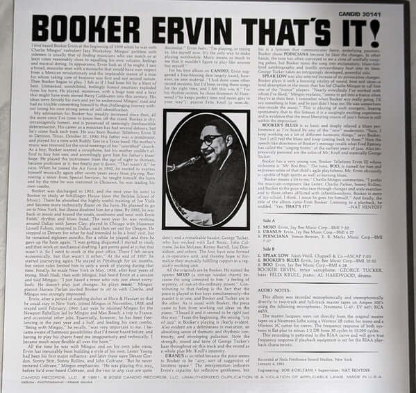 Booker Ervin ~ That's It! (Vinyl) - Djungel & Jazz