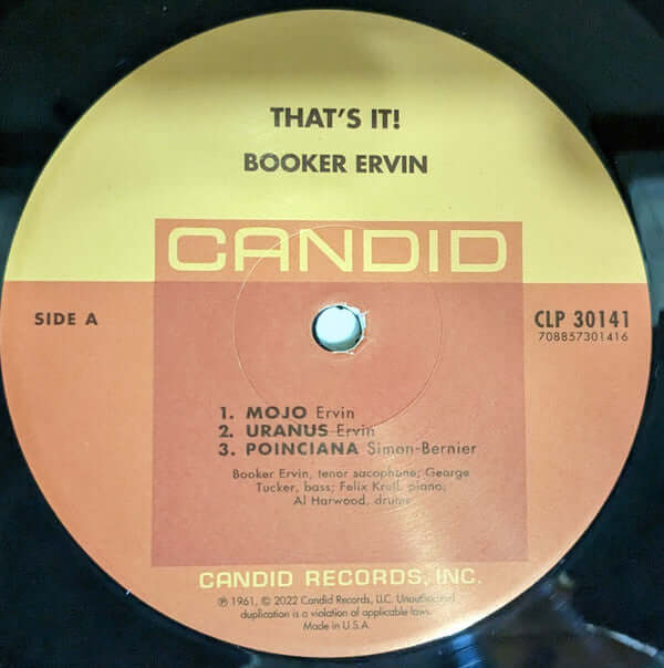 Booker Ervin ~ That's It! (Vinyl) - Djungel & Jazz
