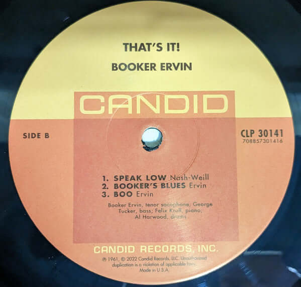 Booker Ervin ~ That's It! (Vinyl) - Djungel & Jazz