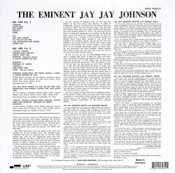 Jay Jay Johnson ~ The Eminent Jay Jay Johnson, Vol. 1 (Vinyl) - Djungel & Jazz