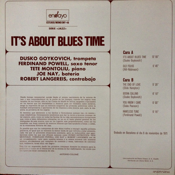 Dusko Goykovich : It's About Blues Time (LP, Album)