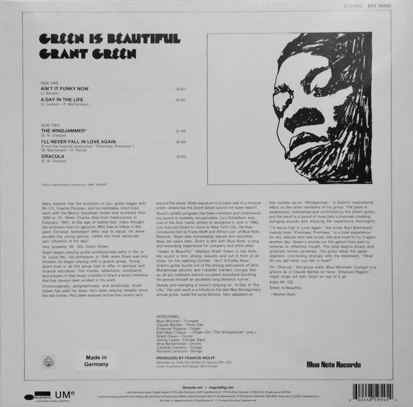 Grant Green ~ Green Is Beautiful (Vinyl) - Djungel & Jazz