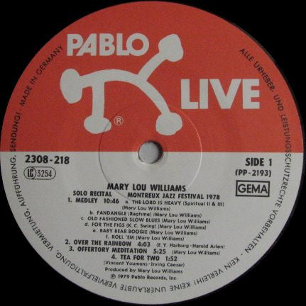 Mary Lou Williams : Solo Recital Montreux Jazz Festival 1978 (LP, Album)