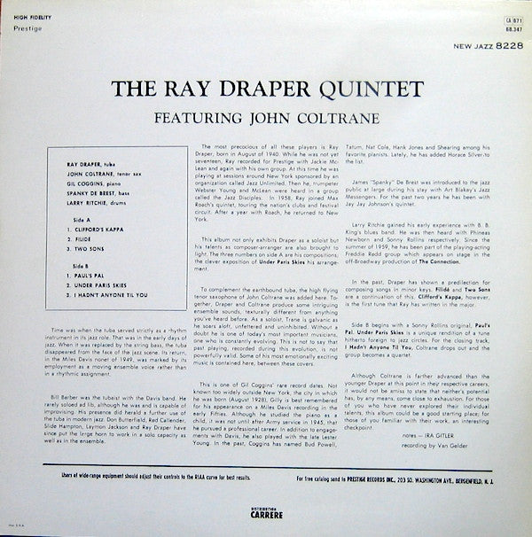 The Ray Draper Quintet featuring John Coltrane : The Ray Draper Quintet Featuring John Coltrane (LP, Album, RE)