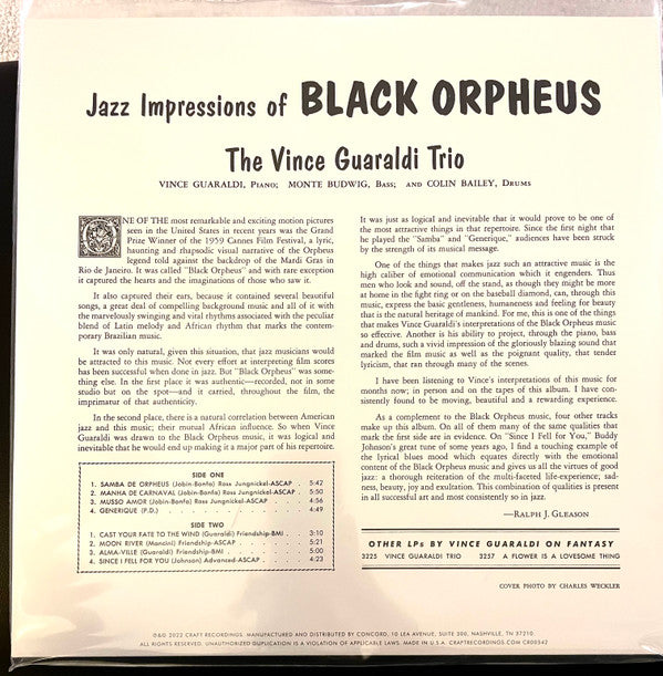 Vince Guaraldi Trio ~ Jazz Impressions Of Black Orpheus (Vinyl) - Djungel & Jazz