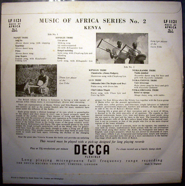 Various : Music Of Africa Series No. 2  Kenya (10", Comp, Mono)