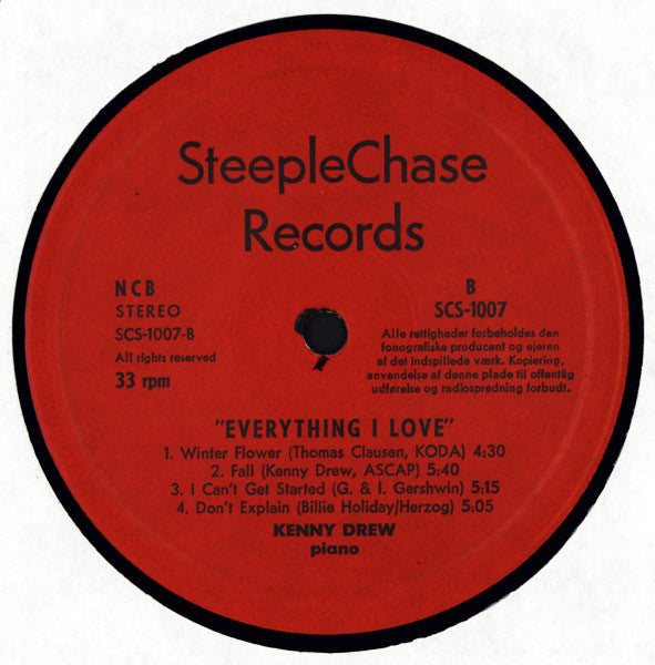 Kenny Drew ~ Everything I Love (Vinyl) - Djungel & Jazz