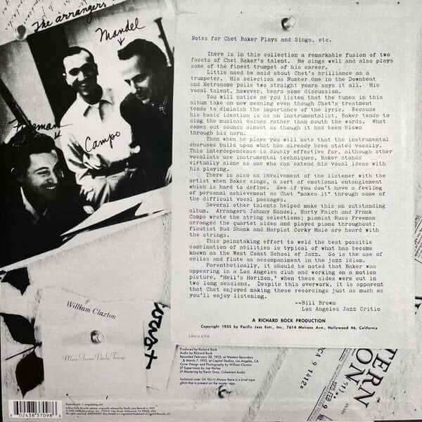 Chet Baker ~ Sings And Plays With Bud Shank, Russ Freeman And Strings (Vinyl) - Djungel & Jazz