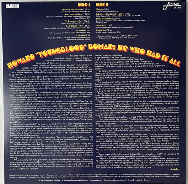 Howard "Youngblood" Bomar ~ I Who Have Nothing (Vinyl) - Djungel & Jazz