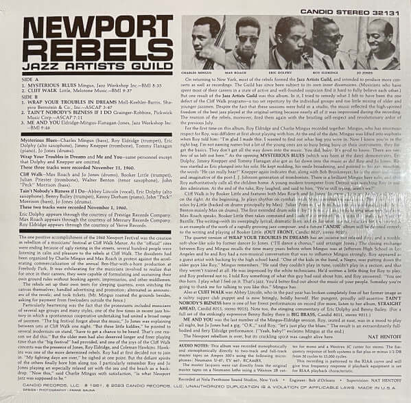 Charles Mingus, Max Roach, Eric Dolphy, Roy Eldridge, Jo Jones ~ Newport Rebels / Jazz Artists Guild (Vinyl) - Djungel & Jazz