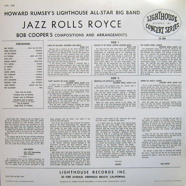 Howard Rumsey's Lighthouse All-Stars ~ Jazz Rolls Royce (Vinyl) - Djungel & Jazz