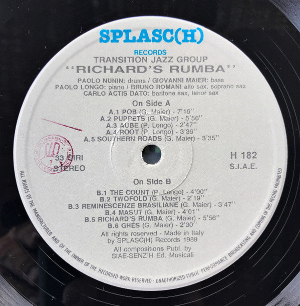 Transition Jazz Group ~ Richard's Rumba (Vinyl) - Djungel & Jazz