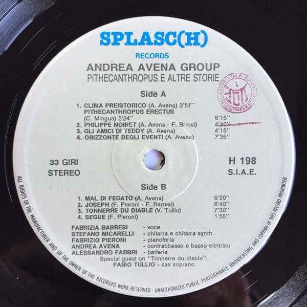 Andrea Avena Group : Pithecanthropus E Altre Storie (LP, Album)