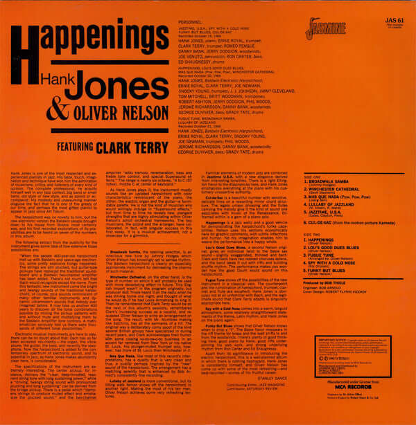 Hank Jones & Oliver Nelson ~ Happenings (Vinyl) - Djungel & Jazz