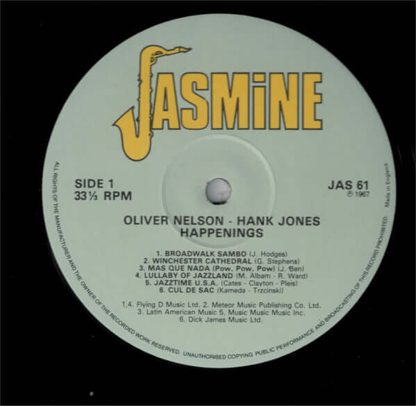 Hank Jones & Oliver Nelson ~ Happenings (Vinyl) - Djungel & Jazz