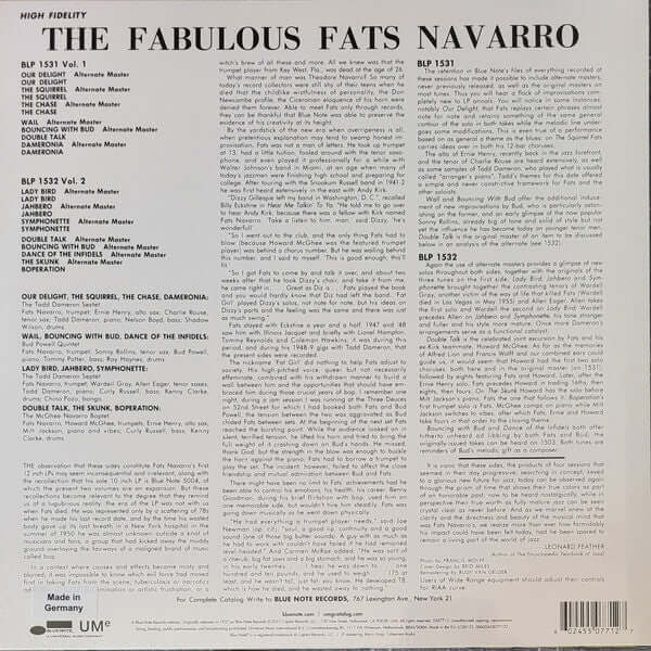 Fats Navarro ~ The Fabulous Fats Navarro Volume 1 (Vinyl) - Djungel & Jazz