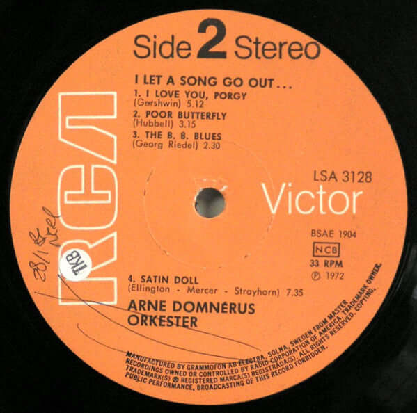 Arne Domnérus Orkester : I Let A Song Go Out... (LP, Album)