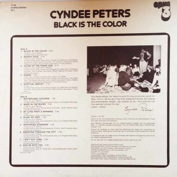 Cyndee Peters : Black Is The Color (LP, Num)