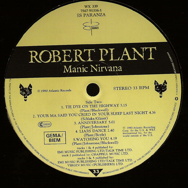 Robert Plant : Manic Nirvana (LP, Album)