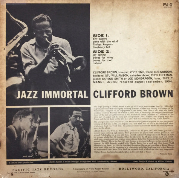 Clifford Brown featuring Zoot Sims : Jazz Immortal (LP, Album)