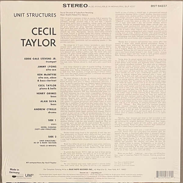 Cecil Taylor ~ Unit Structures (Vinyl) - Djungel & Jazz