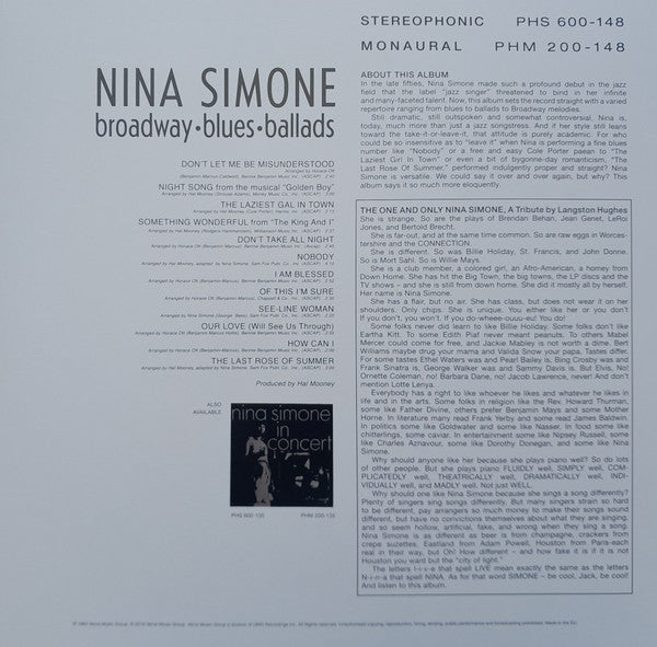 Nina Simone ~ Broadway - Blues - Ballads (Vinyl) - Djungel & Jazz