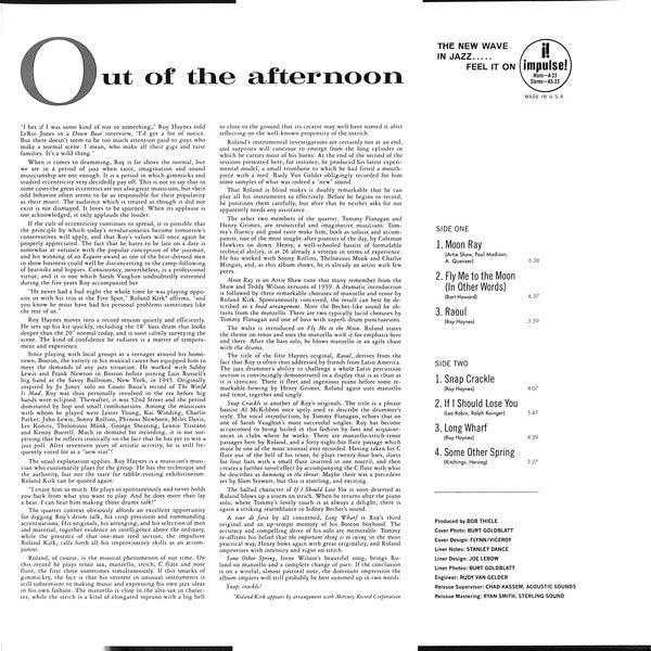 Roy Haynes Quartet ~ Out Of The Afternoon (Vinyl) - Djungel & Jazz