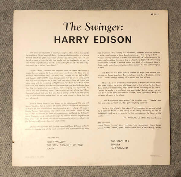 Harry Edison ~ The Swinger (Vinyl) - Djungel & Jazz