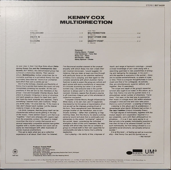 Kenny Cox And The Contemporary Jazz Quintet ~ Multidirection (Vinyl) - Djungel & Jazz