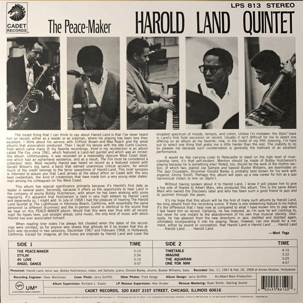 Harold Land Quintet ~ The Peace-Maker (Vinyl) - Djungel & Jazz